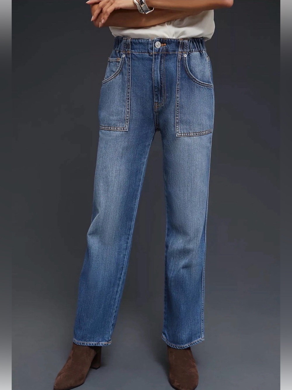 HUDSON Jeans‎ Remi High Rise Straight Leg Ankle Womens Sz 31 Elastic Waist